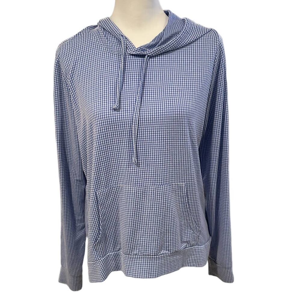 Weatherproof Blue and White checkered Hooded Pull Over Medium